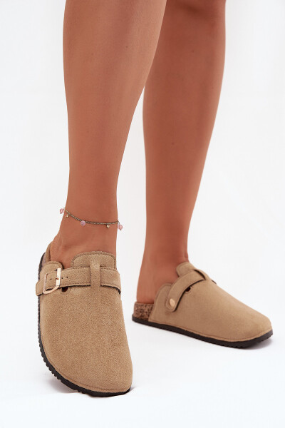 Dámské Pantofle Na Korkové Platformě Se Zlatou Přezkou Big Star SS274738 Béžové 37