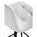 Židle barová, bílá látka, čtyřnohá kovová podnož, černý mat