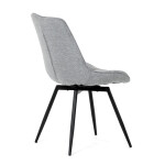 Židle jídelní, šedá látka, černý kov, otočný mechanismus 90°/90° (L/P) - funkce reset