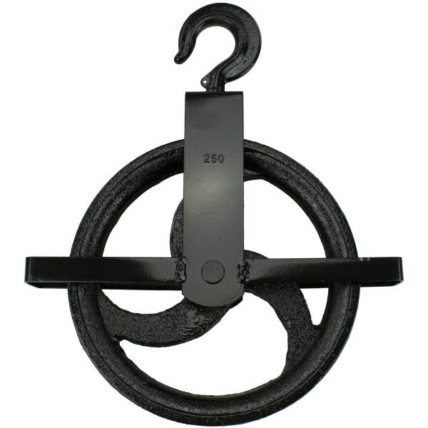 Kladka stavební litinová, 250mm, s hákem a vodicí lištou