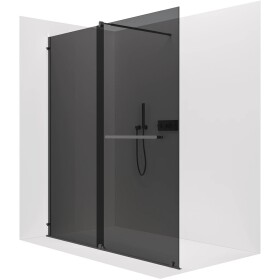 CERANO Sprchová zástěna Walk-in Medin L/P - 8 mm - černá matná, grafitové sklo - 120x195 cm - dvoudílná posuvná