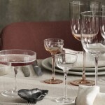 Ferm Living Sklenička na likér Host Blush 40 ml – set 4 ks, růžová barva, hnědá barva, sklo