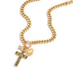 ELENYS Cross Charms – pozlacený náhrdelník 18K žluté zlato Délka: 45+5 cm / max. 50 cm
