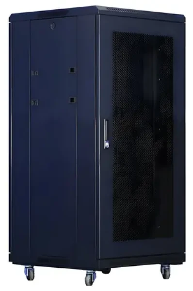 XtendLan 18U/600x1000 černý / Stojanový rozvaděč / 19" / perforované dveře a záda (PER-18U-60-BLACK-S)