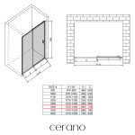 CERANO - Sprchové posuvné dveře Varone LINE L/P - 6 mm - černá matná, grafitové sklo - 140x195 CER-478117