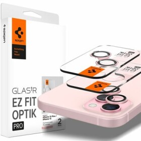 Spigen Glass tR EZ Fit Optik Pro ochranné sklo na fotoaparát pro Apple iPhone 15 15 Plus 14 14 Plus 2ks růžová (AGL07167)