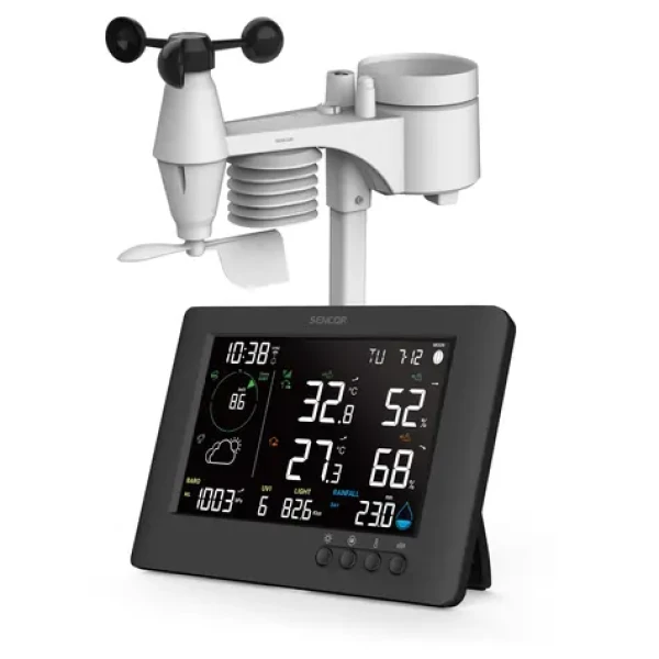 SENCOR SWS 10500 meteostanice černá / barevný LCD / bezdrátové čidlo (8590669385461)