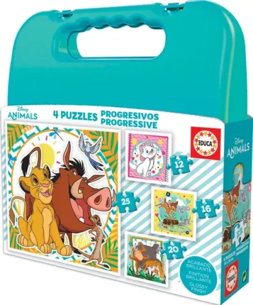 EDUCA Puzzle v kufříku Disney zvířátka 4v1