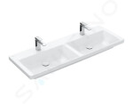 VILLEROY & BOCH - Subway 3.0 Dvojumyvadlo nábytkové 1300x470 mm, bez přepadu, otvory pro baterie, CeramicPlus, Stone White 4A71D1RW