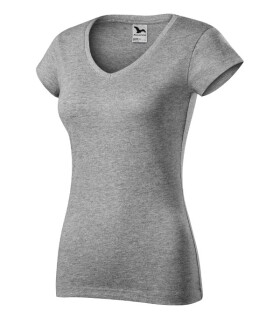 Fit V-neck tričko dámské tmavě šedý melír 2XL