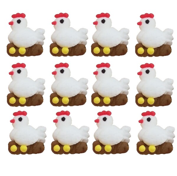 Fagoš Cukrové ozdoby Slepička bílá 12 ks