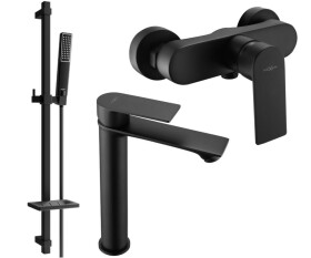 MEXEN - Royo SET umyvadlová + sprchová baterie s příslušenstvím DQ72, černá 72214DQ72-70