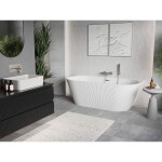 MEXEN/S - Oris volně stojící vana nástěnná reliéf 170 x 80, bílá, sifon a přepad nikl kartáčovaný 52871708000-97