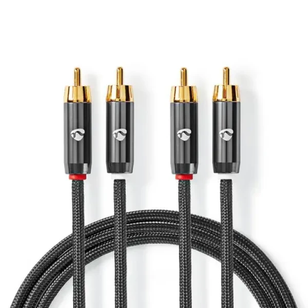 Nedis Stereo Audio kabel 2x RCA (M) - 2x RCA (M) 1.00 m šedá (CATB24200GY10)