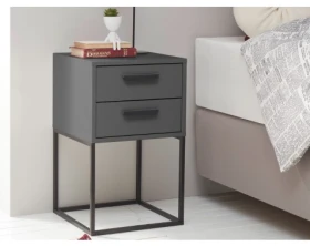 Noční stolek se 2 zásuvkami Suna, grafitový