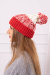 Dámská čepice s bambulí Abigail K326 raspberry+ecru UNI