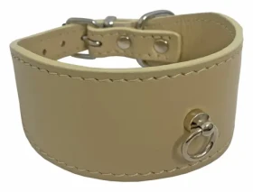 HUHUBAMBOO Obojek Exclusive béžový S / Obojek pro psy / Pro chrty / 40 mm x 25-30 cm / Hovězí kůže (355479)