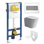 Mereo WC set - Smart flush rimless WC hranaté, modul pro sádrokarton, hranaté tlačítko bílá/chrom MM02NSETRT330