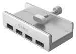 Orico MH4PU stříbrná / USB hub / 4x USB-A 3.0 / upínací úchyt