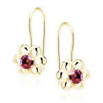 LUNICA Stříbrné květinkové náušnice GOLD RUBY 0712