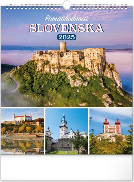 NOTIQUE Nástenný kalendár Pamätihodnosti Slovenska 2025, 30 x 34 cm Slovensky