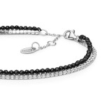 Luxusní tenisový náramek Marcia - stříbro 925/1000, Černá 17 cm + 3 cm (prodloužení)