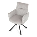 Židle jídelní, krémová manšestrová látka, 360° vratný mechanismus, černý kov