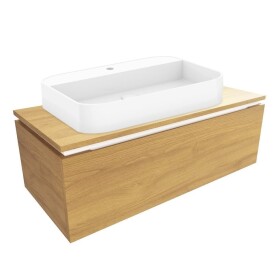 Koupelnová skříňka s umyvadlem a krycí deskou SAT Feel 100x30x46 cm dub medový mat SATFEEL100DMDU SATFEEL100DMDU