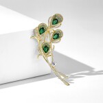 Luxusní brož Swarovski Elements Celine - květina, Zelená
