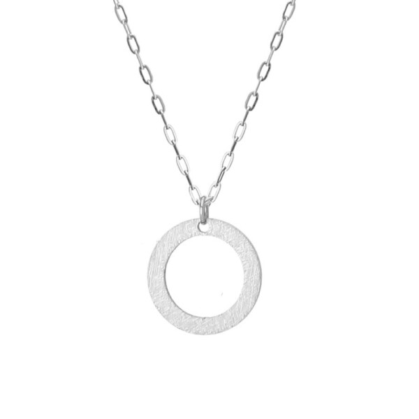 Ocelový náhrdelník Jennifer, chirurgická ocel, kruh s texturou, Stříbrná 55 cm + 5 cm (prodloužení)