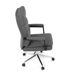 Židle kancelářská, šedá ekokůže, kříž kov chromový, houpací mechanismus, čalouněné područky