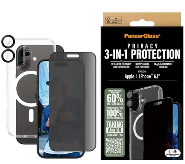 PanzerGlass 3in1 Privacy Protection Bundle iPhone 16 (5715685003431)