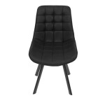 Židle jídelní, černá látka v dekoru broušené kůže, černý kov