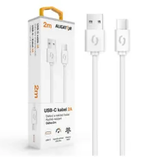 Aligator Datový kabel 2A USB-C 2m / bílý (DAKA012)
