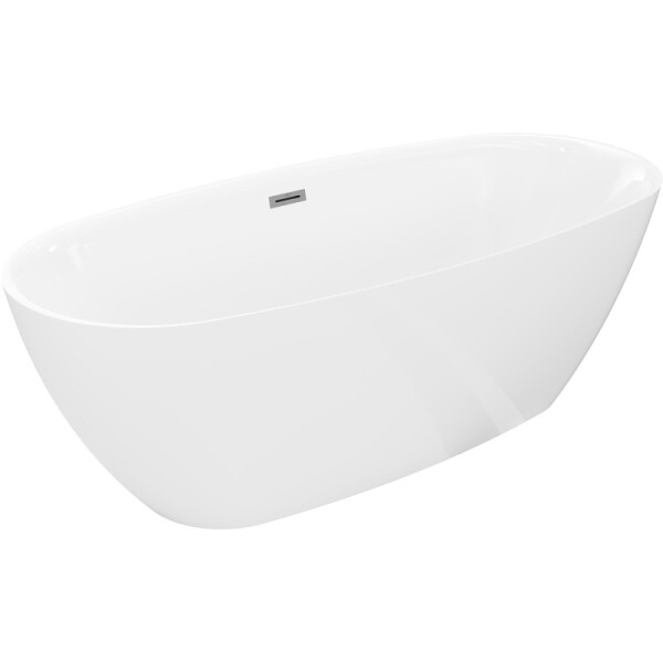 MEXEN/S - Luvo Slim volně stojící vana 170 x 75, bílá, sifon a přepad grafit metal 52801707500-95
