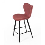 Židle barová, červená látka, černá podnož