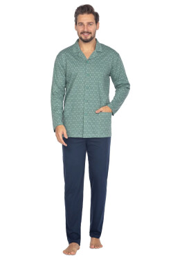 Pyžamo Regina 463 dlouhé/r 2XL-3XL L24 pánské rozepínací tmavě modrá 3xl