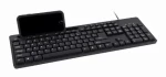Gembird KB-UM-108 černá / multimediální drátová klávesnice / USB-A / US layout / držák telefonu (KB-UM-108)