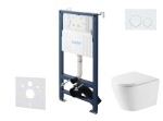 Kielle - Genesis New Set předstěnové instalace, klozetu Nefia, Vortex Rimless+, sedátka softclose a tlačítka Gemini New I, lesklá bílá 30528SS46