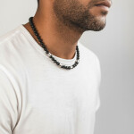 Luxusní pánský korálkový náhrdelník Franc - 8 mm černý onyx, Černá 55 cm