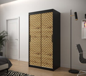 Šatní skříň Abi Jodelka 1 Barva korpusu: Černá, Rozměry: 100 cm, Dveře: Dub artisan