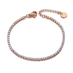 Jemný ocelový náramek se zirkony Juliana Rose Gold - chirurgická ocel, Zlatá 17 cm + 3 cm (prodloužení)