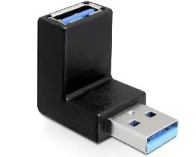 DeLock adaptér USB 3.0 samec - USB 3.0 samice / pod úhlem 90° vertikálně (65339)