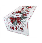 DumDekorace Vánoční gobelínový běhoun na stůl Vánoční růže Šířka: 40 cm | Délka: 130 cm
