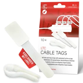 Label the Cable Kabelové štítky se suchým zipem bílé, 10 ks / Organizér kabelů / opakovaně použitelné (LTC 2620-10)