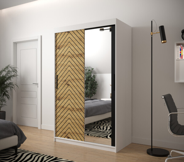 Šatní skříň Abi Jodelka 2 Barva korpusu: Bílá, Rozměry: 120 cm, Dveře: Dub artisan