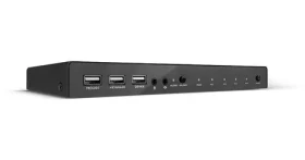 Lindy 4 Port KVM Switch černá / KVM přepínač / 4x HDMI / 4K 60Hz / USB 2.0 / Audio (32810)