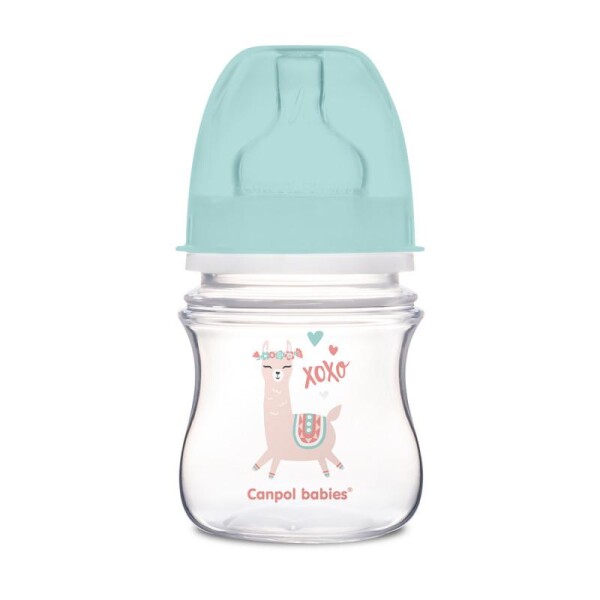 Canpol Babies Antikolik. lahvička se širokým hrdlem, Exotic Animals, 120 ml - zelená