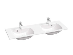 RAVAK - Classic Slim Dvojumyvadlo 130x45 cm, s přepadem, 2 otvory pro baterii, bílá XJX01113001