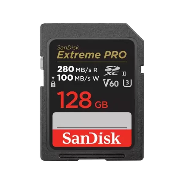 SanDisk Extreme PRO SDXC 128GB / Paměťová karta / Class 10 / UHS-II U3 / V60 / čtení: 280 MB/s / zápis: 100 MB/s (SDSDXEP-128G-GN4IN)